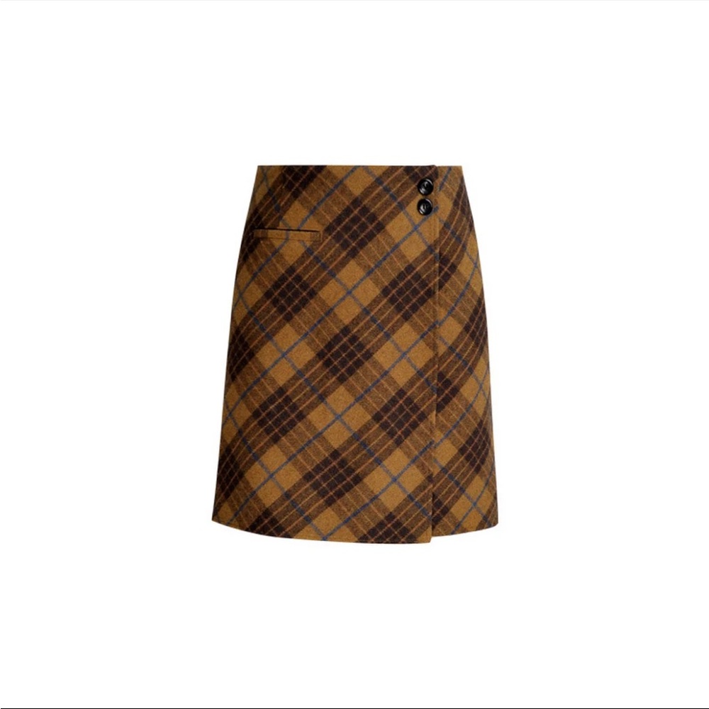 Plaid Brown A-Line Skirt